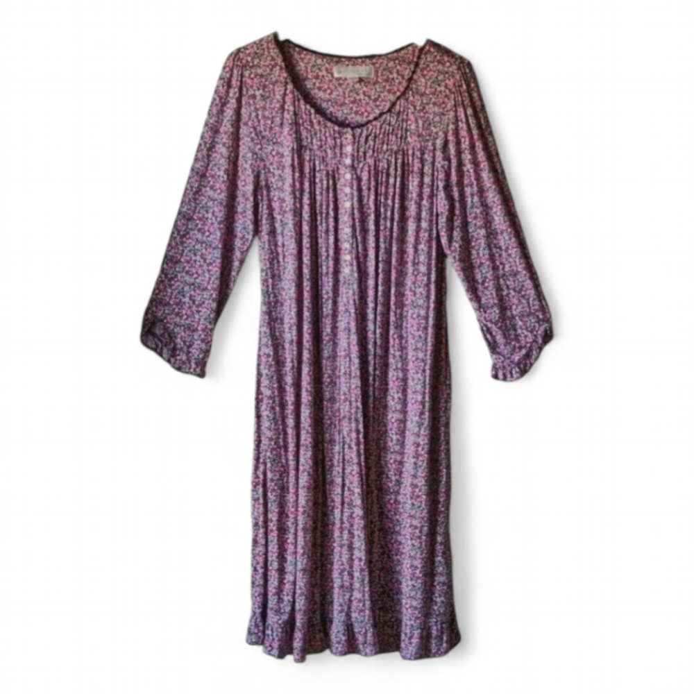 Eileen West SOFT Modal Queen Annes Lace RUFFLED HEM Floral Waltz‎ Nightgown Sz S - Picture 3 of 10